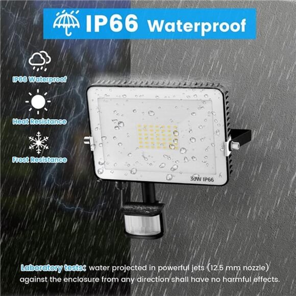 Motion Sensor Outdoor Lights 30 Watt Flood Light Outdoor 3000LM LED Plug in - Picture 5 of 6